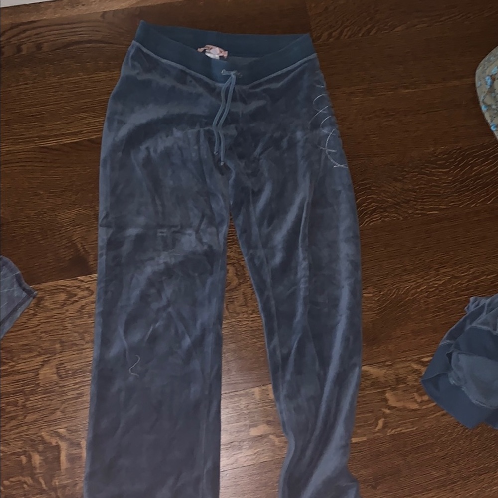 juicy couture teal velvet track pants